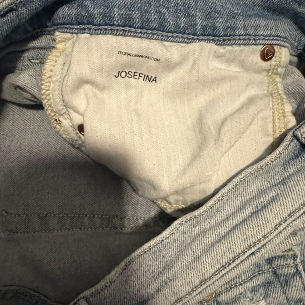 7 For All Mankind Light Blue Straight Leg Jeans - Picture 3 of 11